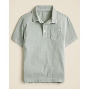 Crewcuts J.Crew Short-Sleeve Garment-Dyed Polo Shirt Boys L Blue Jersey Cotton